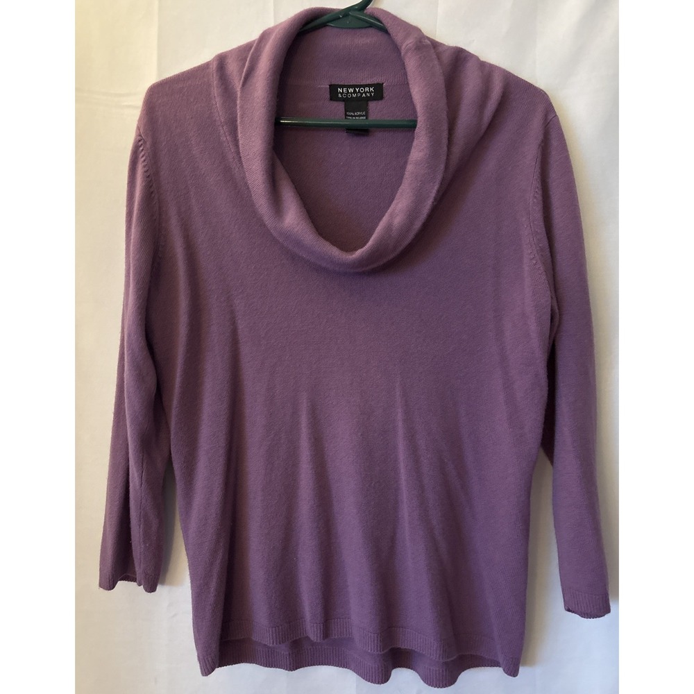 NY & Co Women's Cowl Neck Purple Long Sleeve Acrylicโ Sweater Large.